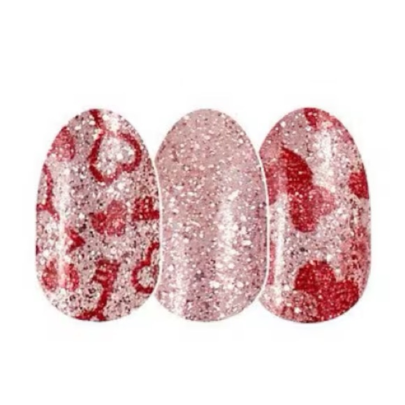 Color Street Other - Color Street IT’S A KEY-PER Pink Glitter With Red Heart Shaped Keys Nail Set